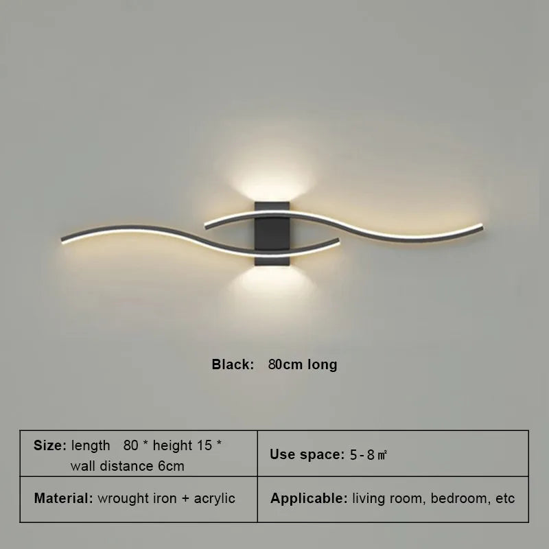 Modern LED Wall Lamp - Long Strip Decorative Lighting for Bedroom, Living Room & TV Background