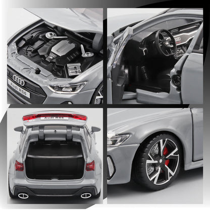 1/32 RS6 Alloy Diecast Toy Car Model with Sound, Light, and Opening Doors - Vehicle Collection for Boys and Adults, Festival Gift