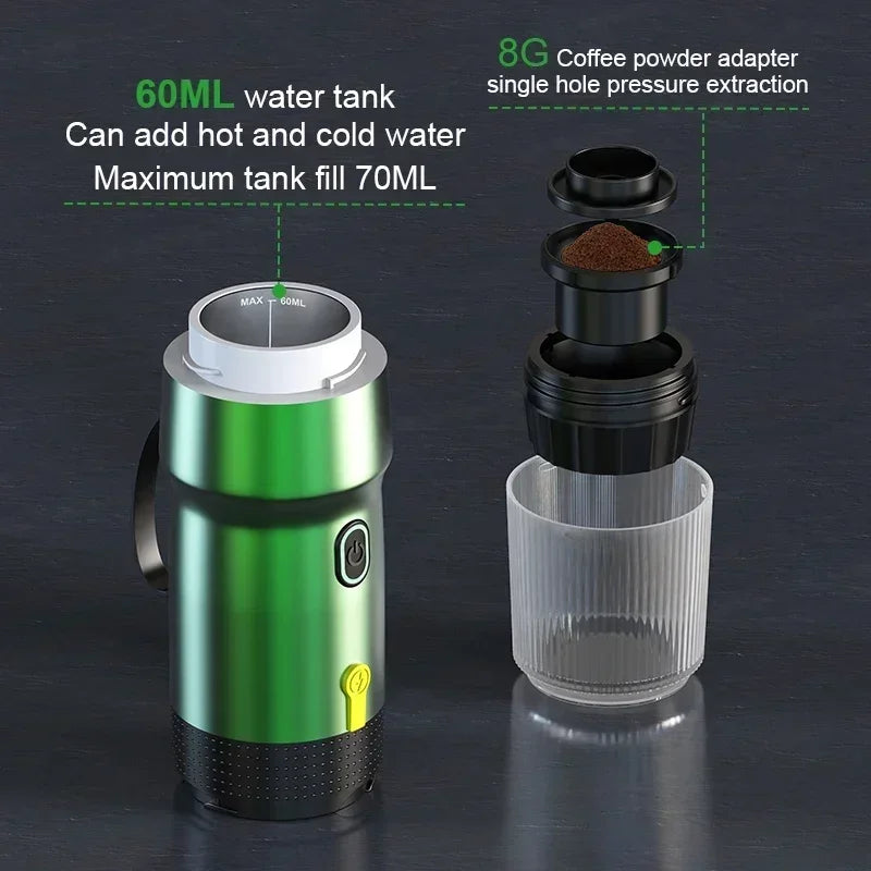 Electric Portable Coffee Machine - 3-in-1 Espresso Maker for Car, Home & Travel