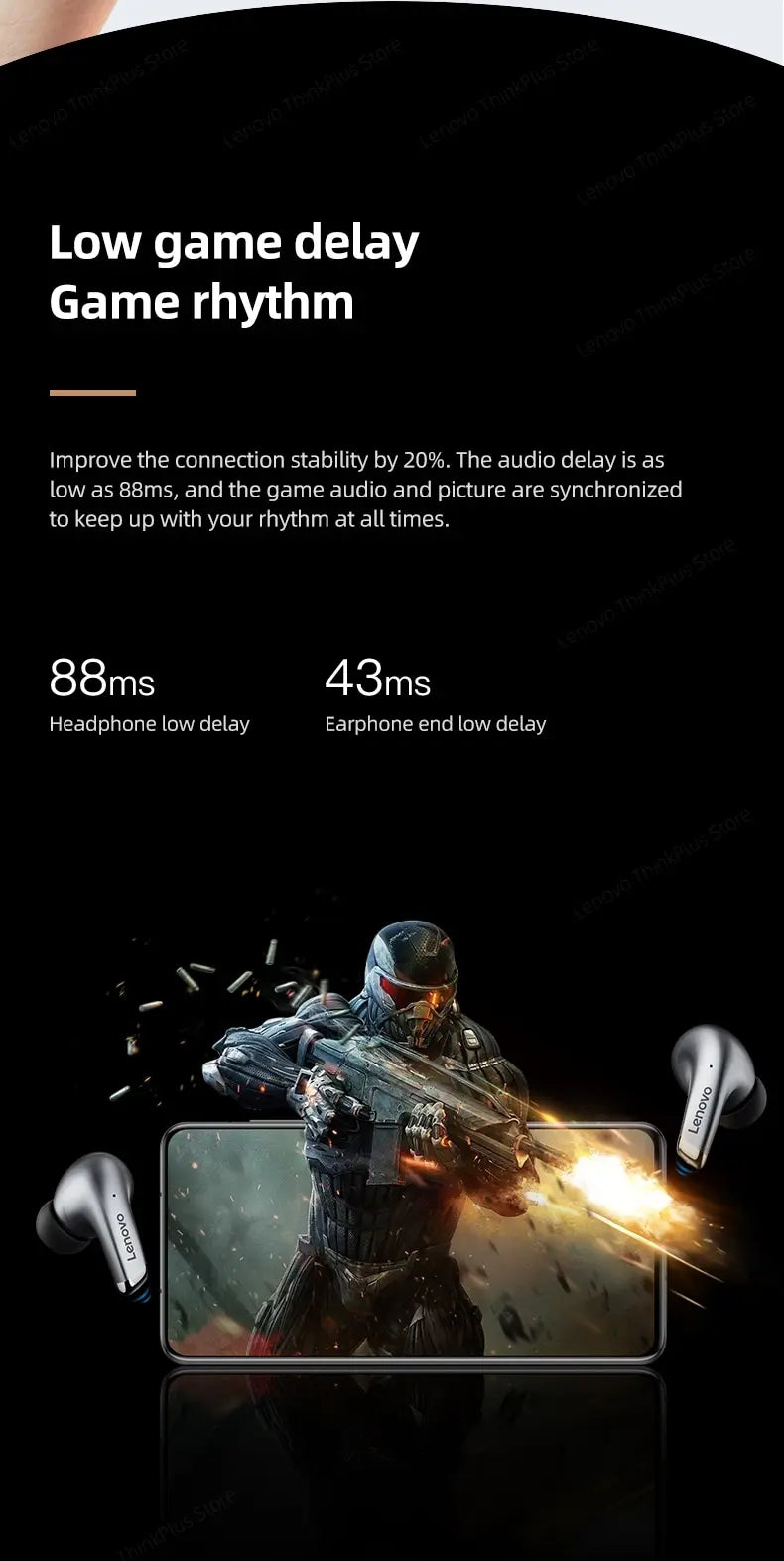 Lenovo LP5 Wireless Bluetooth Earbuds - HiFi Music, Sports Waterproof Headset with Mic for Business & Everyday Use