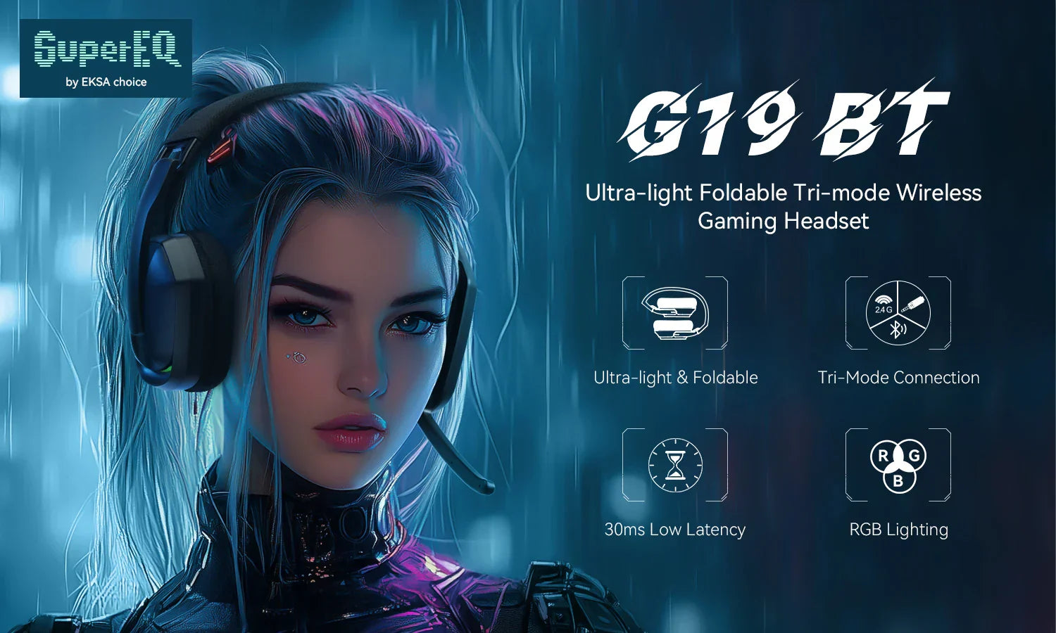 SuperEQ G19BT 2.4GHz Wireless Gaming Headphones