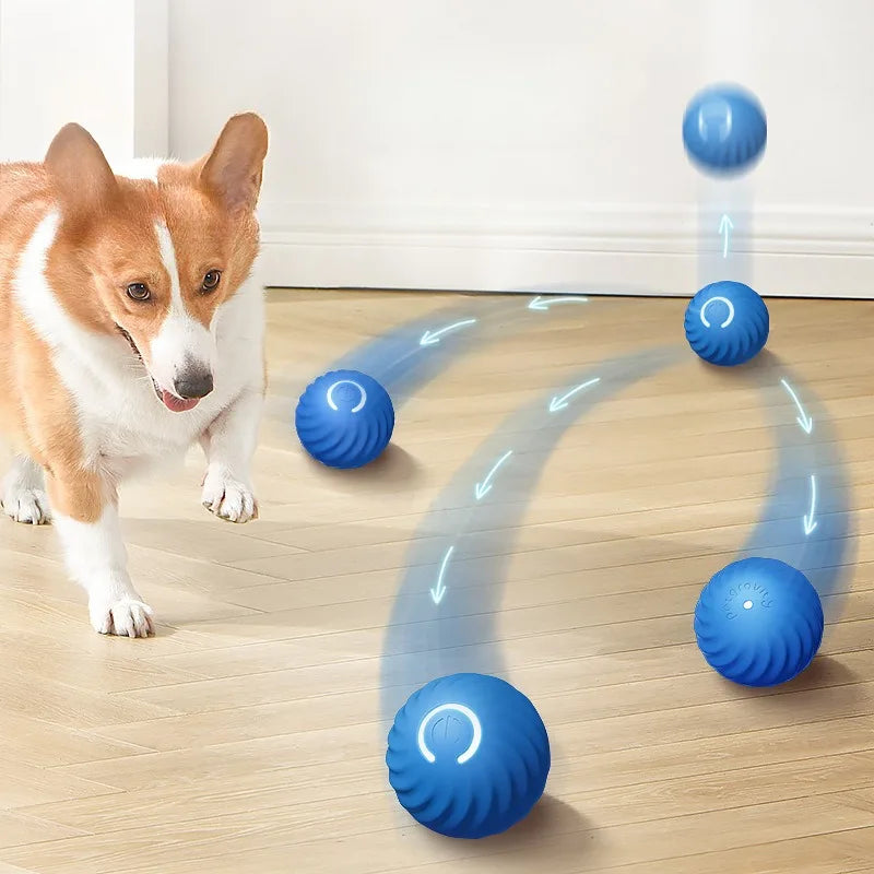 Automatic Moving Dog Toy Ball USB Rechargeable Jumping & Rotating Interactive Chew Toy for Puppies