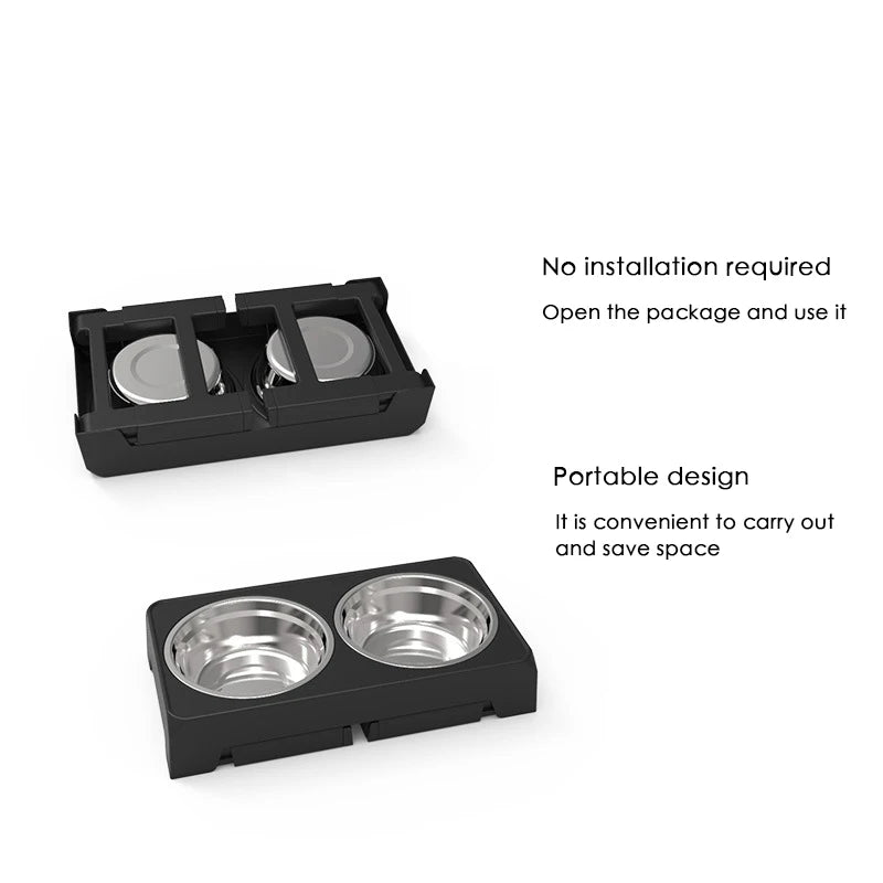 BOOTEELY Elevated Dog Feeder with Adjustable Stand & Double Stainless Steel Bowls for All Dog Sizes