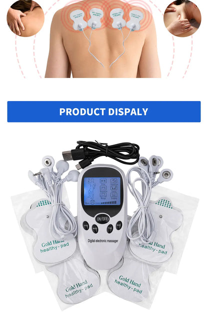 Digital TENS Machine EMS Massager - Electric Pulse Muscle Stimulator for Back & Neck with Electrode Pads