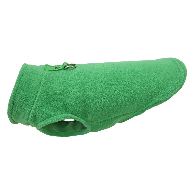 Warm Fleece Dog Jacket with D-Ring – Vest for Small Dogs & Cats, French Bulldog & Chihuahua Coat