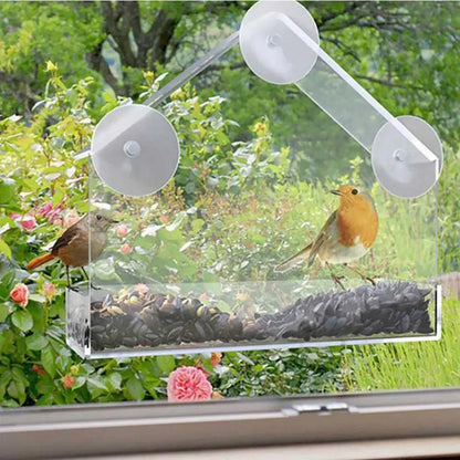 Window Bird Feeder with Reusable Tray & Waterproof Squirrel Food Container
