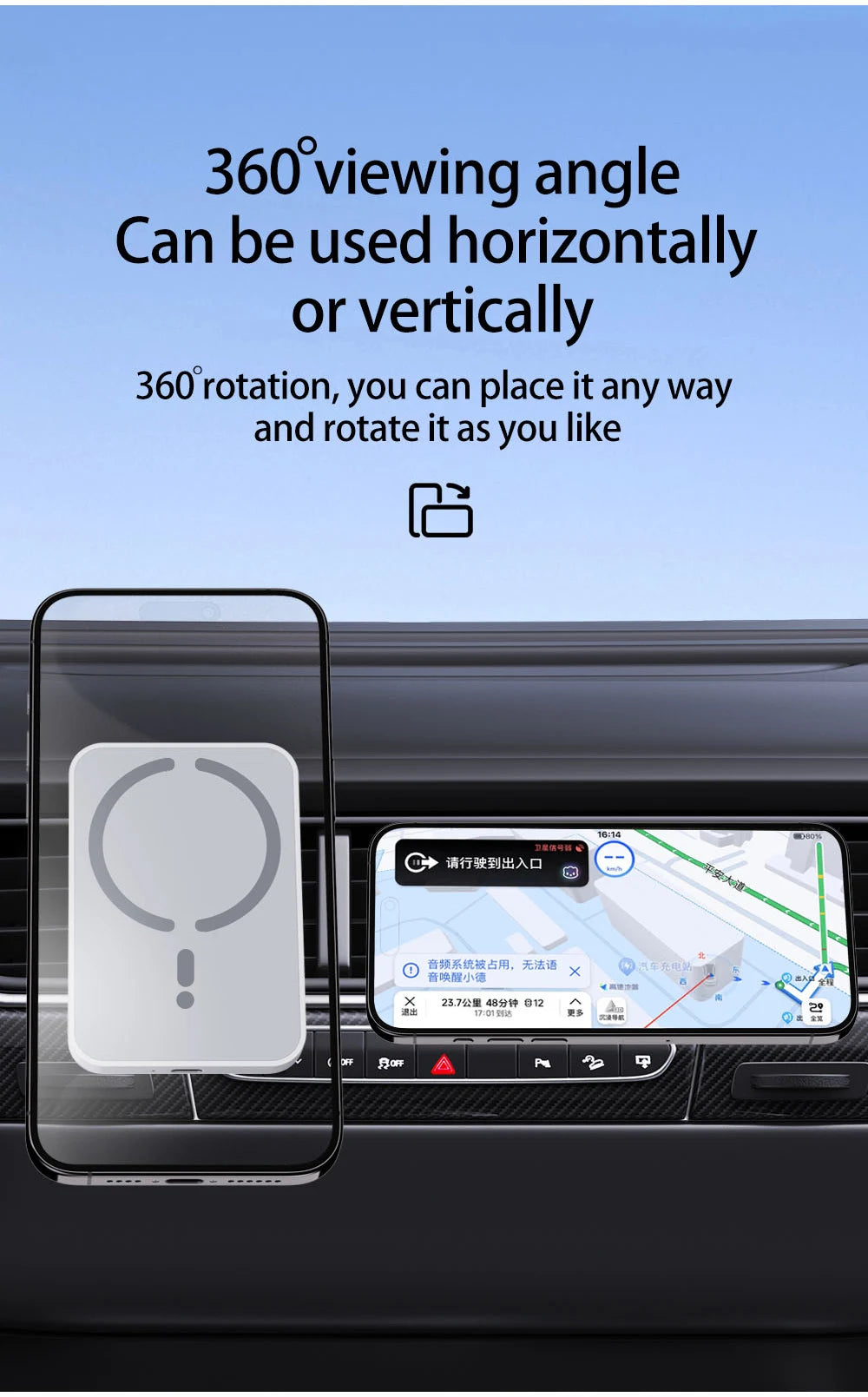 15W Magnetic Car Wireless Charger - Magsafe iPhone 12-16 Pro Max Air Vent Phone Holder Stand, Fast Car Charging