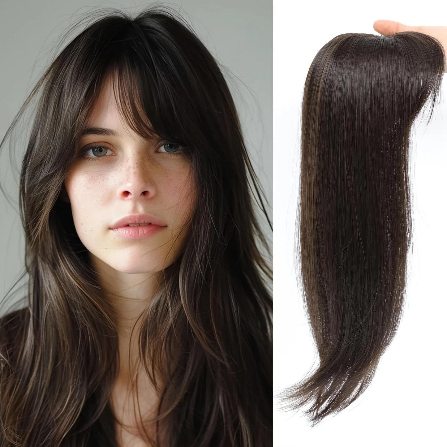 Elegant 22" Straight Synthetic Wig Block for Women - Light Brown to Black
