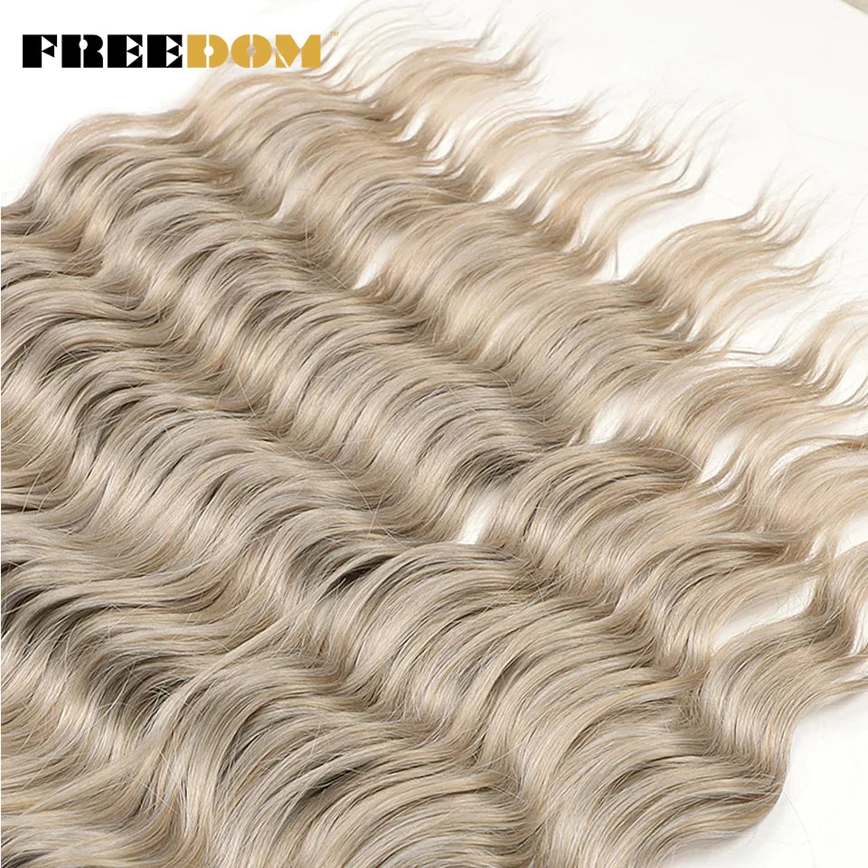 FREEDOM Synthetic Braiding Hair Extensions 24inch Loose Deep Wavy Ombre Brown Rainbow Twist