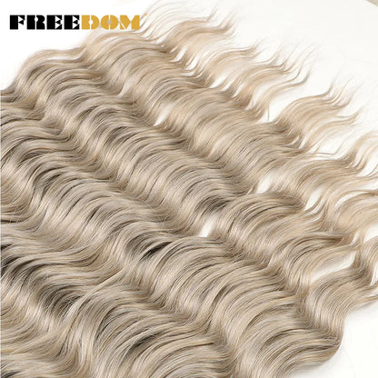 FREEDOM Synthetic Braiding Hair Extensions - 24" Deep Wavy Curly Ombre Rainbow Twist Crochet Hair