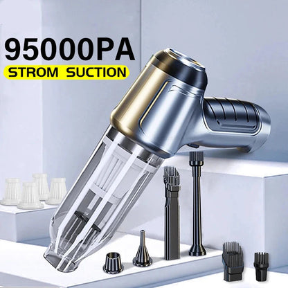Portable Wireless Car Vacuum Cleaner, 95000PA Strong Suction Handheld Blower for Home & Car