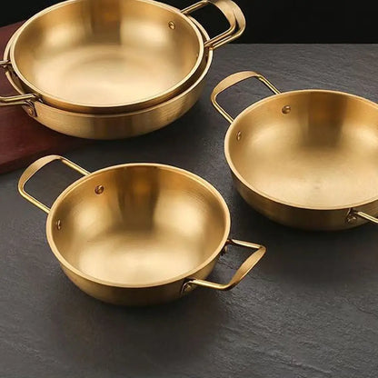 Stainless Steel Seafood Rice Pot with Handle Paella Pan Cookware