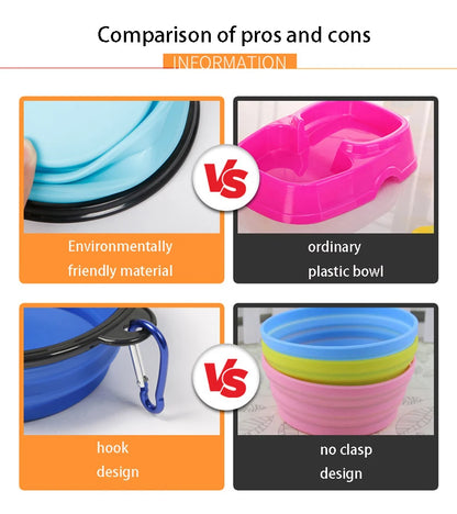 Collapsible Silicone Dog Bowl – Portable Folding Feeder for Outdoor Travel (350/1000ml)