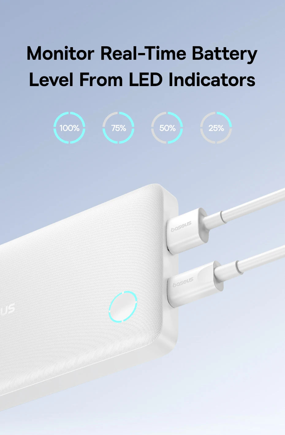 Baseus 22.5W Power Bank 10000mAh, QC PD Fast Charging Portable Charger for iPhone 16/15, Samsung, Xiaomi