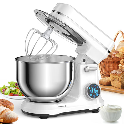 BioloMix 1200W Kitchen Stand Mixer with 11 Speeds, Dough Hook & Whisk, OLED Screen