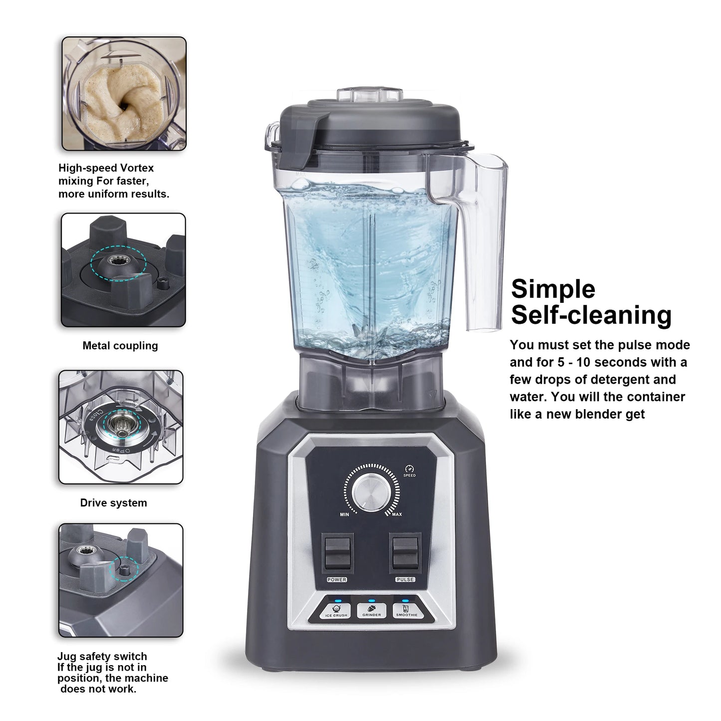 BioloMix Automatic Smoothie Blender 2L, BPA Free, Food Mixer & Ice Crusher