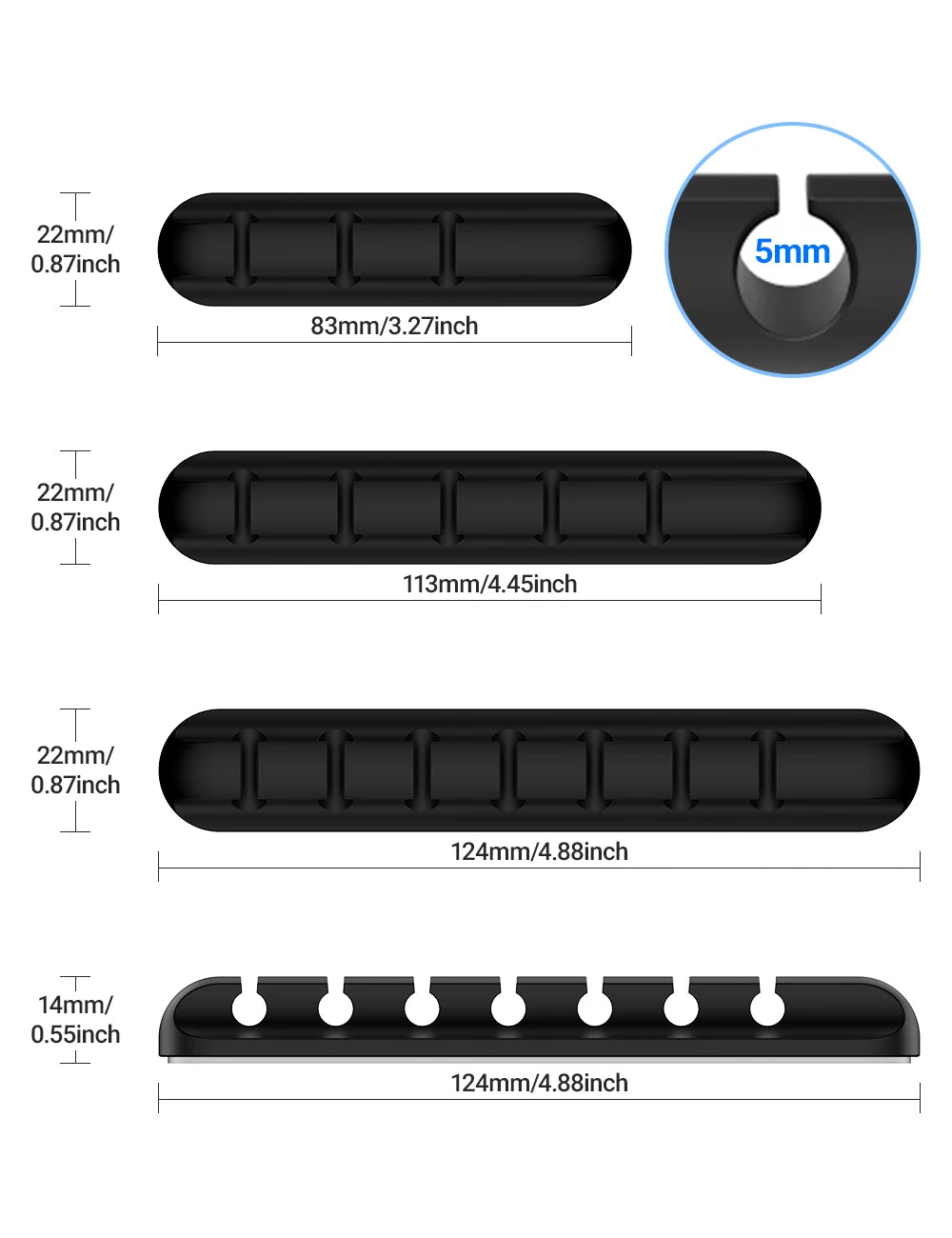Adhesive Cable Holder Clips - Cord Management Organizer for Desktop, USB, Power, and Mouse Cables
