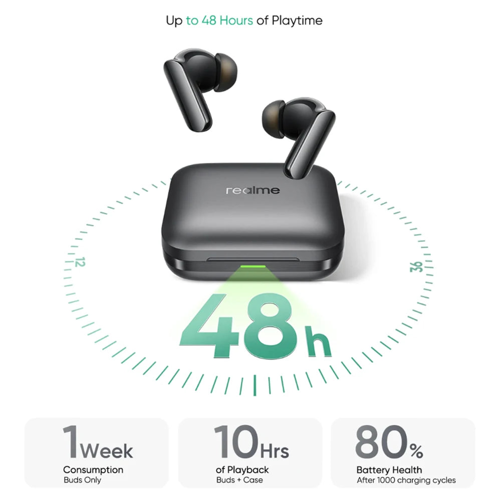 Global Version realme Buds Air 7 Pro - 53dB Active Noise Cancelling TWS Earphones with 48H Battery