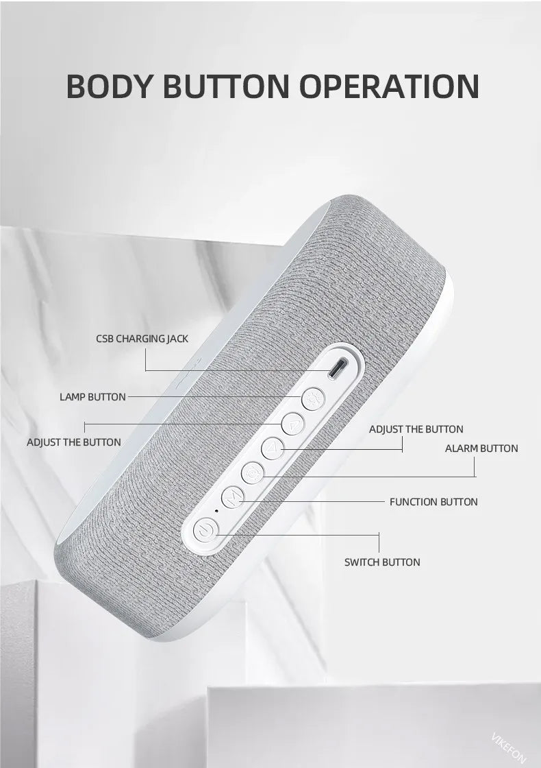 Wireless Charger Alarm Clock - 15W Fast Charging Dock with LED Light, Thermometer & Earphone Stand for iPhone & Samsung