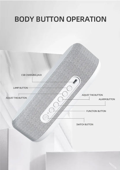 Wireless Charger Alarm Clock - 15W Fast Charging Dock with LED Light, Thermometer & Earphone Stand for iPhone & Samsung
