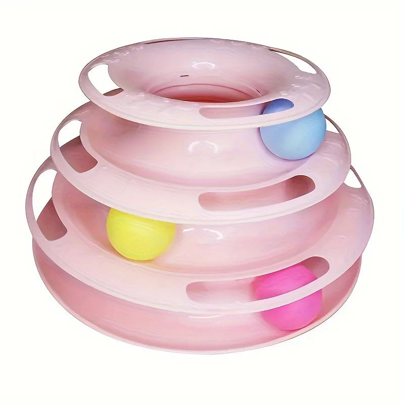 3-Layer Interactive Cat Toy Tower with Colorful Balls – Mental & Physical Exerciser for Cats