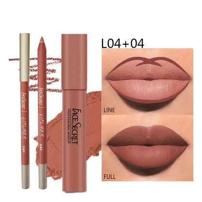 Matte Lipliner & Lipstick Set - Waterproof, Long-Lasting Soft Matte Lip Makeup for Women