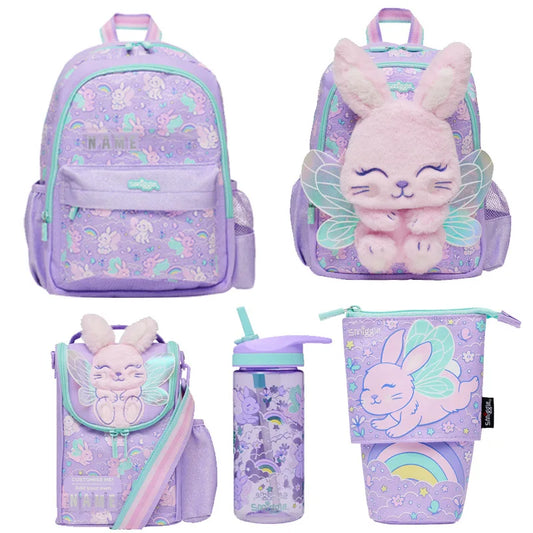 Genuine Australian Smiggle Angel Rabbit School Supplies Set, Large Capacity Backpack & Water Cup for Kids