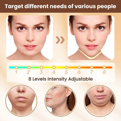 Electric V Face Lifting Device 6 Modes 8 Levels EMS Facial Massager for Double Chin Removal