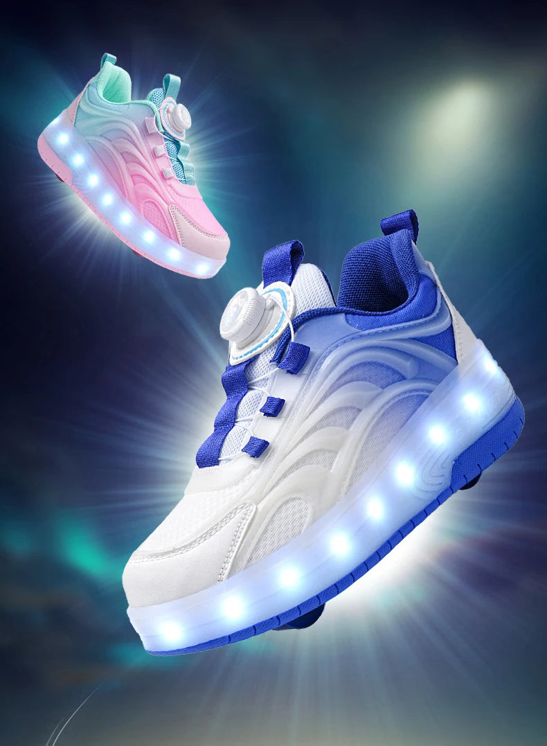 Children's LED Light Roller Skate Shoes for Kids Boys & Girls, USB Charging Luminous Sneakers