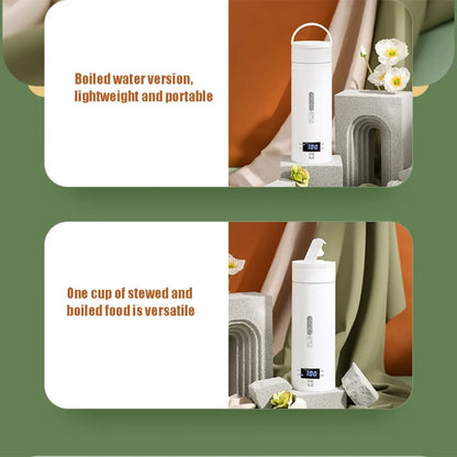Portable Electric Kettle - Mini Travel Tea & Coffee Boiler, Keep Warm, Anti-Scald Thermo Bottle