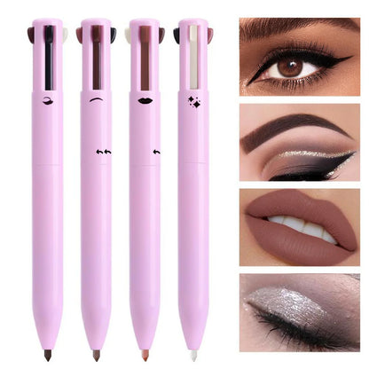 4-in-1 Multi-Functional Lip Liner, Eyeliner & Eyebrow Pencil Set - 4 Colors