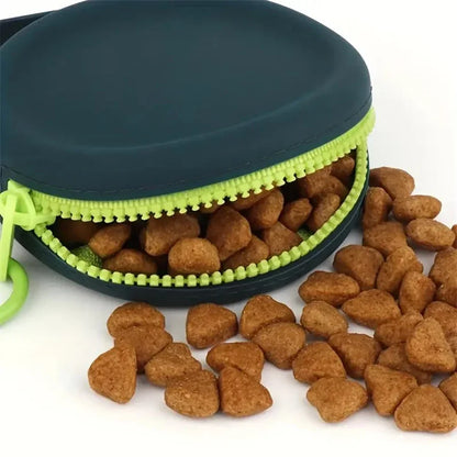 Portable Silicone Dog Treat Training Pouch with Lanyard & Hook for Outdoor Use