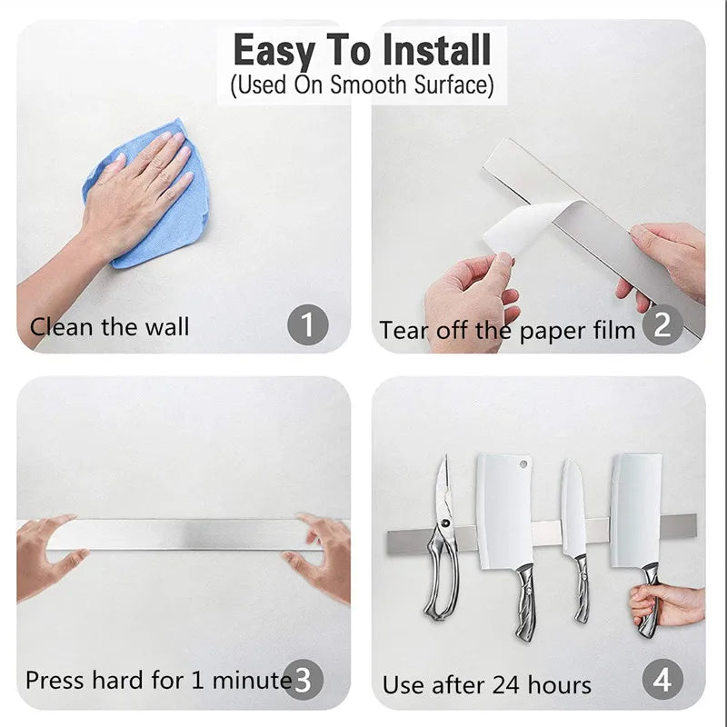 Stainless Steel Magnetic Knife Holder Wall Mount Kitchen Storage Organizer