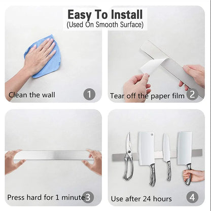 Stainless Steel Magnetic Knife Holder Wall Mount Kitchen Storage Organizer