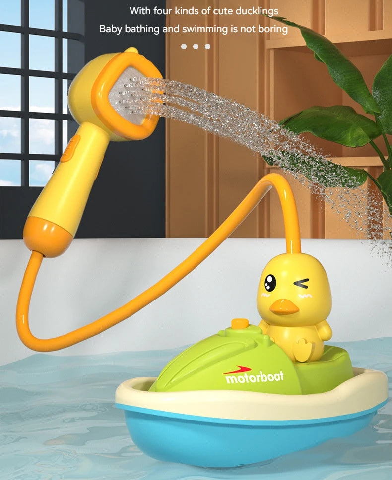 Cute Duck Bathtub Boat Toy – 3 Emotional Ducks with Automatic Water Spray for Toddlers