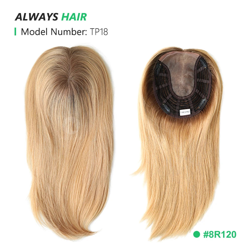 Alwayshair 14"-16" Straight Human Hair Clip-in Topper for Women 120% Density