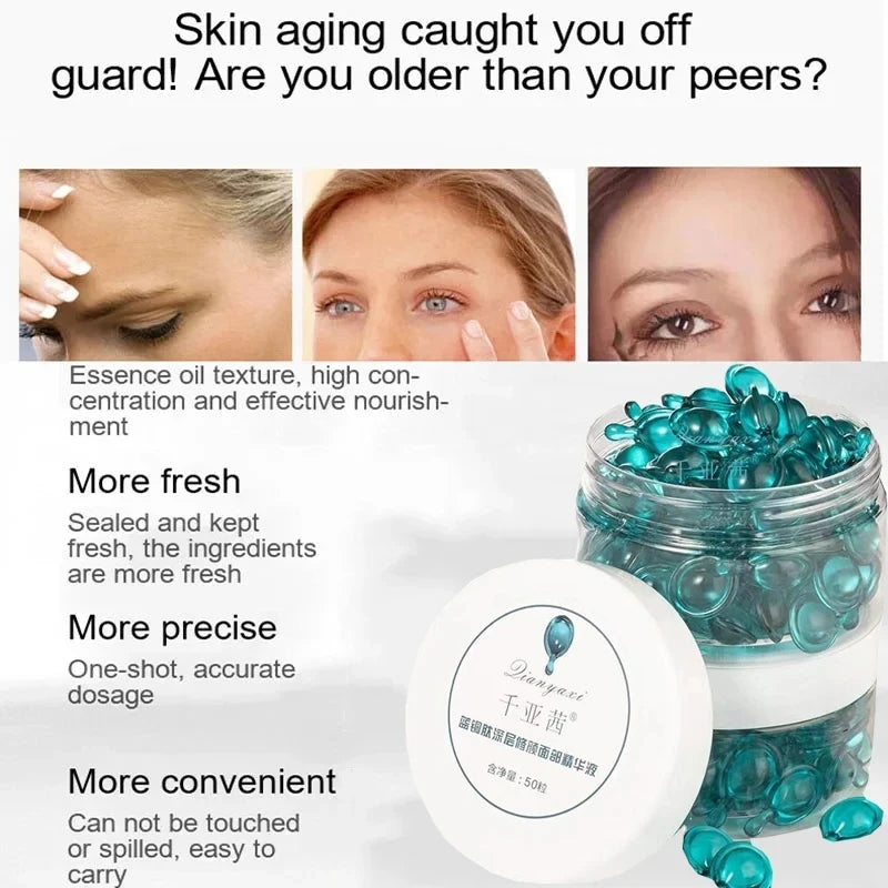 50PCS Blue Copper Peptide Capsules for Firming, Tightening & Skin Rejuvenation