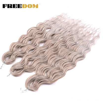FREEDOM Synthetic Braiding Hair Extensions - 24" Deep Wavy Curly Ombre Rainbow Twist Crochet Hair