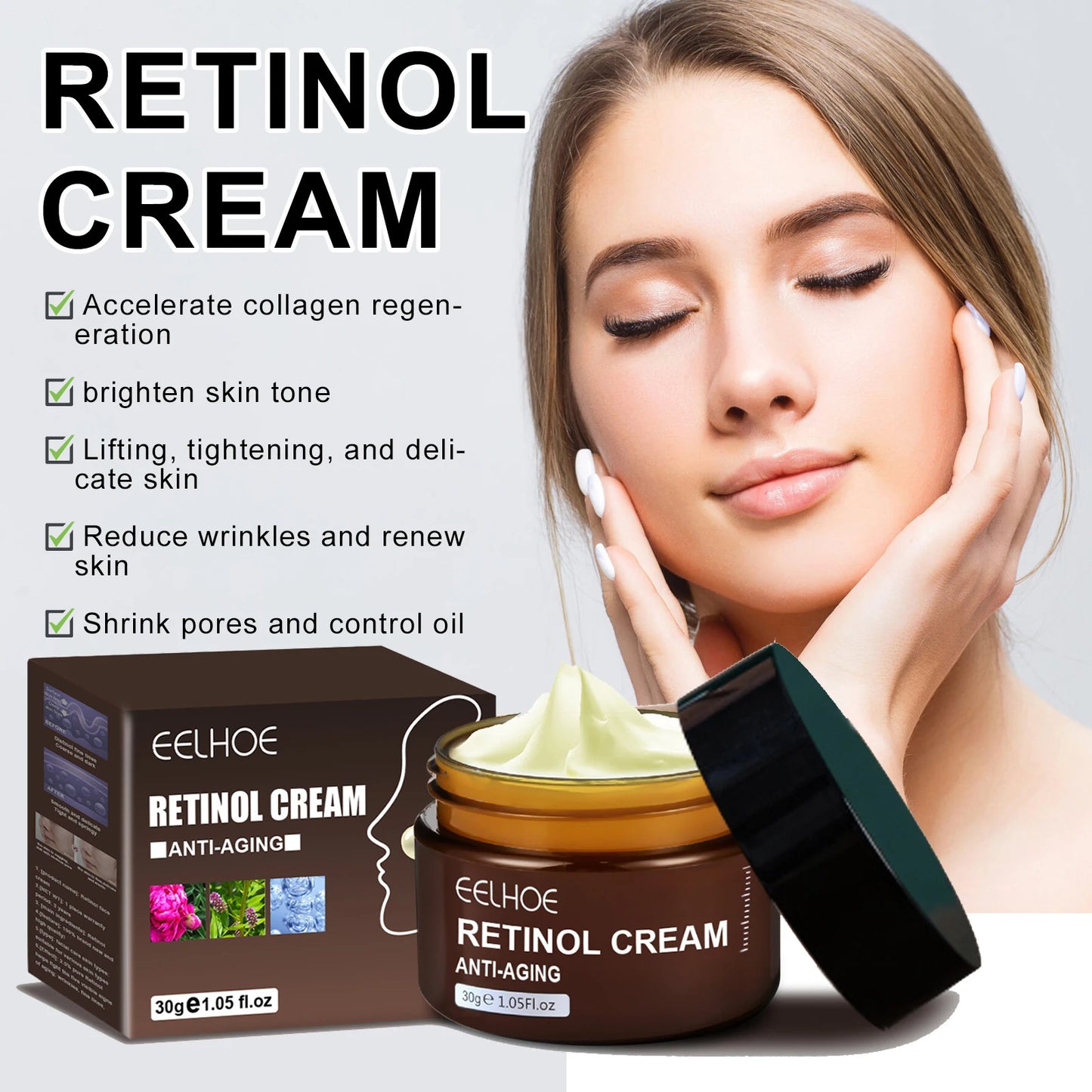 Retinol Wrinkle Remover Face Cream - Firming, Anti-Aging & Moisturizing Skin Care