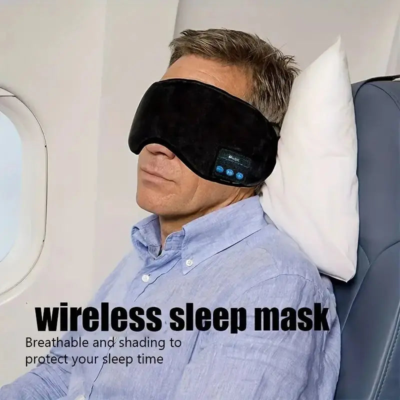 Smart Eye Mask Patch & Bluetooth Wireless Headphones - 3D Sleep Mask & Light-Blocking Eye Cover