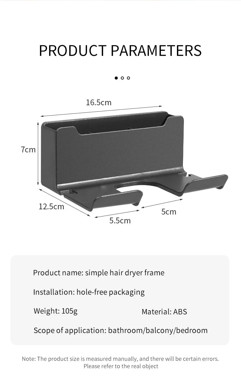 Wall-Mounted Hair Dryer Holder, Organizer Box & Straightener Stand for Bathroom Accessories