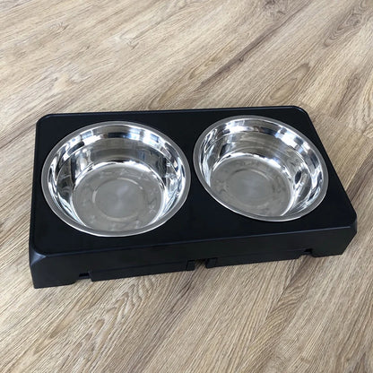 BOOTEELY Elevated Dog Feeder with Adjustable Stand & Double Stainless Steel Bowls for All Dog Sizes