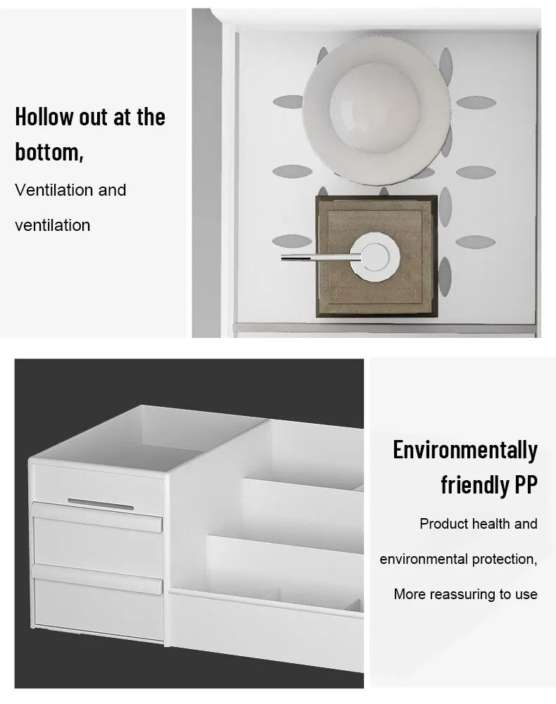 1PC White Makeup Storage Box - Plastic Drawer Organizer for Cosmetics & Skin Care
