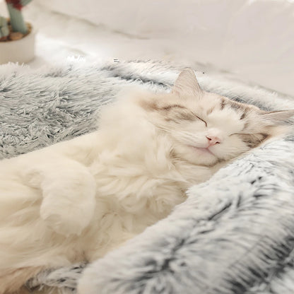 Plush Hooded Pet Bed – 2-in-1 Fluffy Sleeping Nest for Cats & Small Dogs