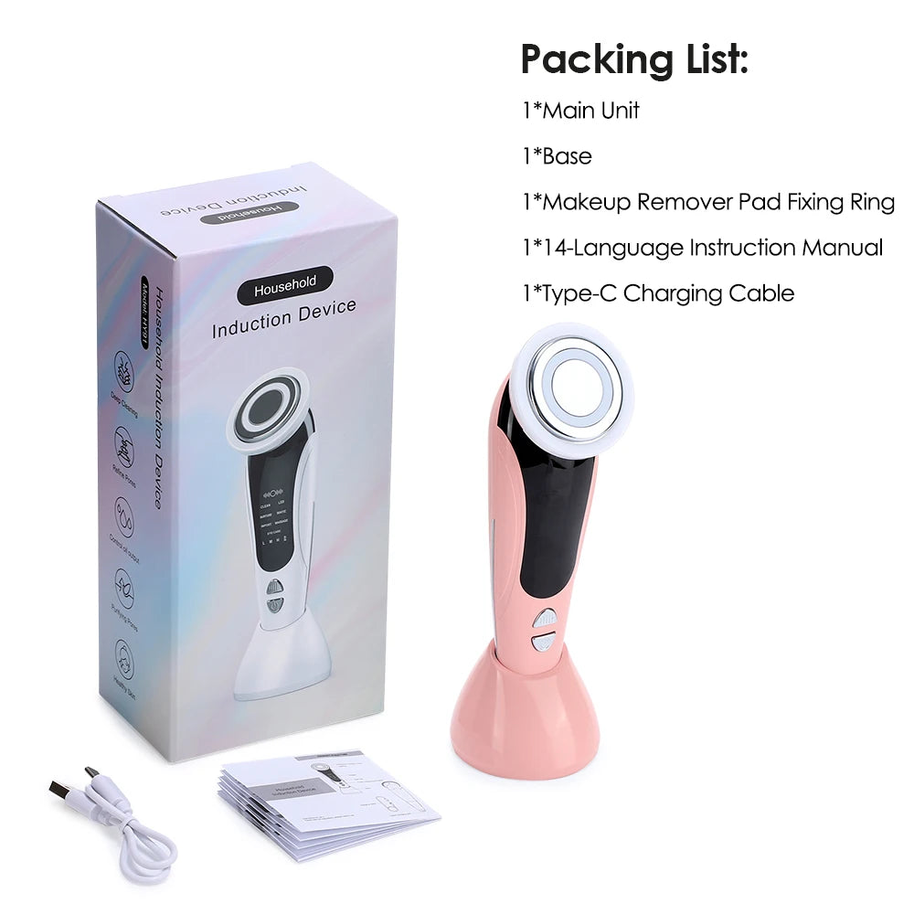 EMS Facial Massager - LED Light Therapy & Sonic Ion Vibration for Skin Tightening & Anti-Wrinkle