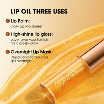 O.TWO.O Lip Oil Gloss – Moisturizing Lip Plumper, Non-Sticky Glossy Glitter Tint & Balm