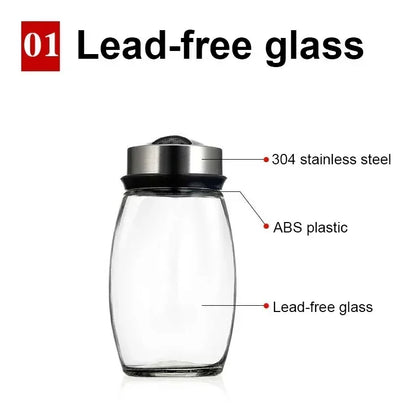 Single Bottle Glass Jar and Spice Jar Set with Rack for Seasoning, Sugar, Salt, and Pepper
