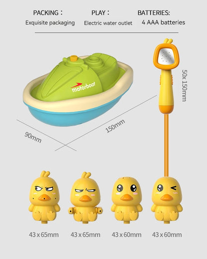 Cute Duck Bathtub Boat Toy – 3 Emotional Ducks with Automatic Water Spray for Toddlers