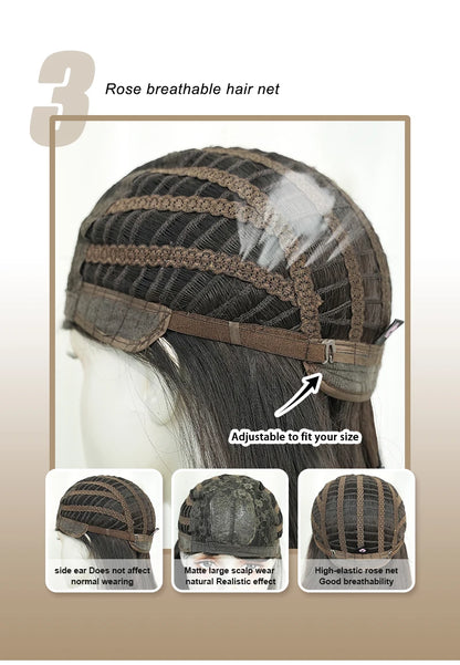 Straight Layered Blonde Wig with Neat Bangs - High Density Synthetic Hair for Women