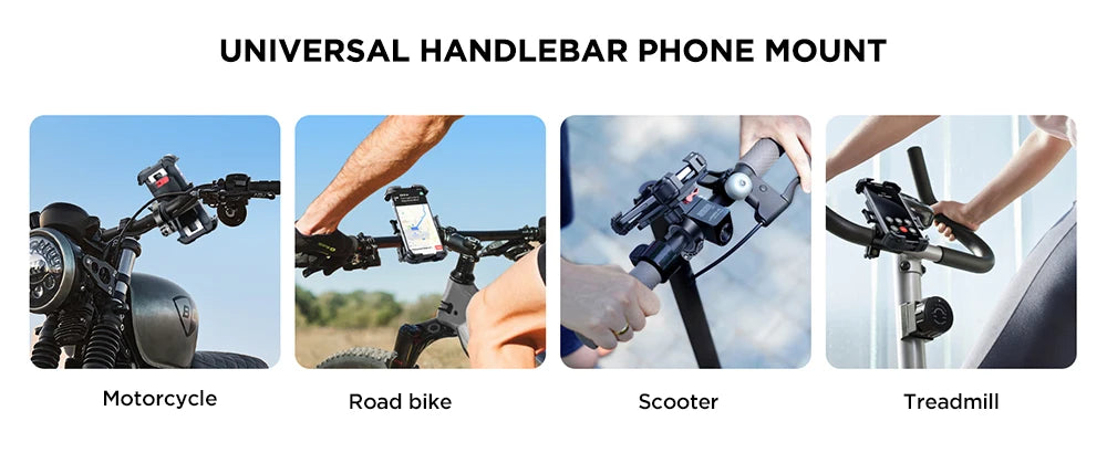 Joyroom Motorcycle Phone Mount - Upgraded Ultra-Stable Bike Holder for Handlebar, Scooter, and Bicycle Clamp